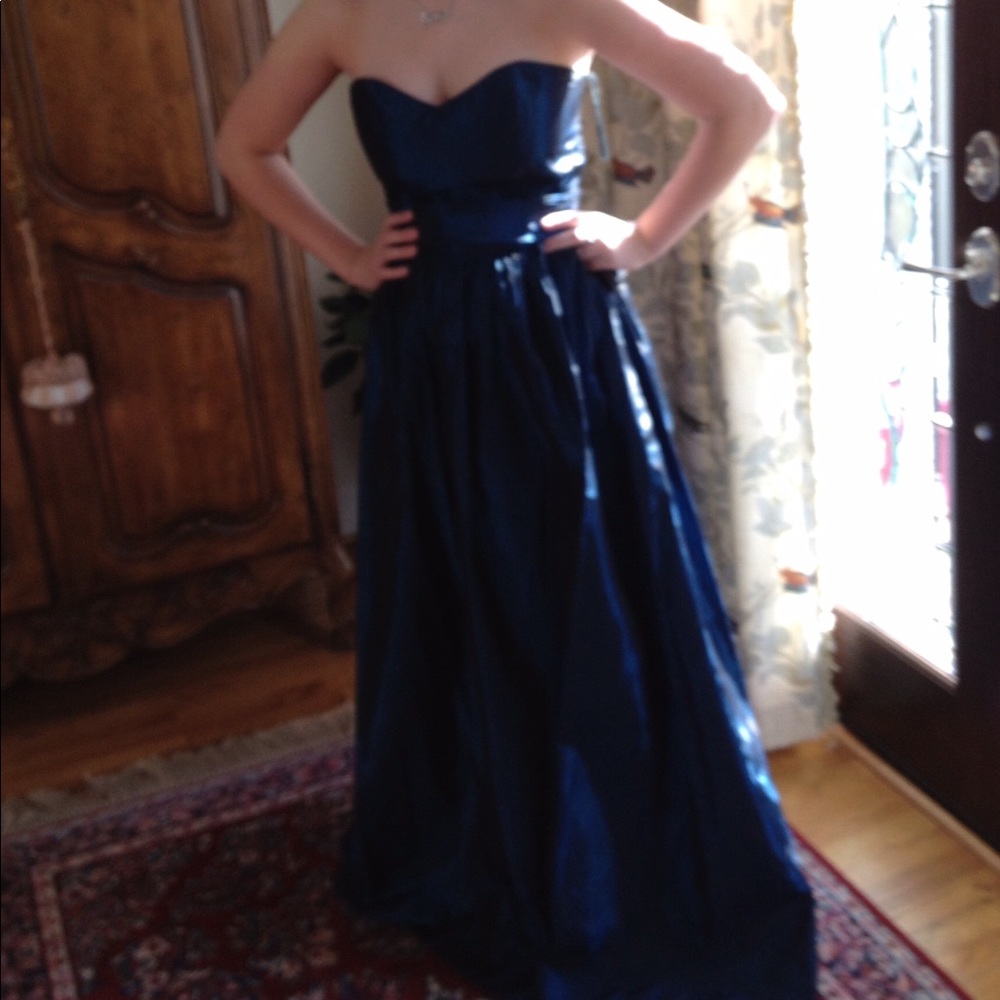 Strapless Prom dress - Midnight/teal taffeta EUC